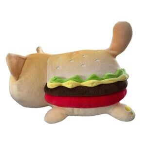 T49-Aphmau Meow-Meows Hamburger Cat Plush MeeMeows CatFace 10” Burger